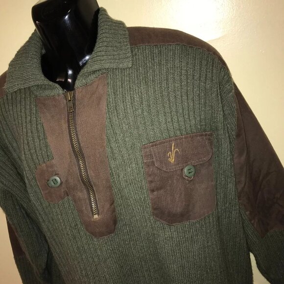Men's Vintage Avery Heritage Cache River Oil Cloth 1/2 Zip Wool Sweater - Picture 11 of 16